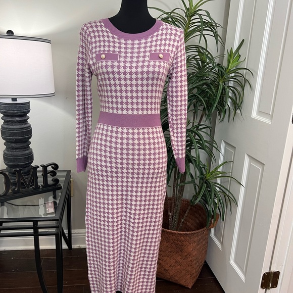 SHEIN Houndstooth Sweater Dress Purple Women Size Small - Picture 3 of 7